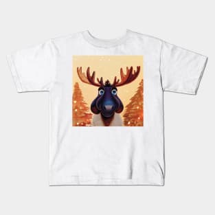 Christmas Moose in the snow Kids T-Shirt